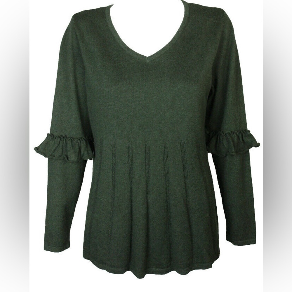 NWT Style & Co boho Sweater Ruffled‎ Sleeve Pleated Pullover
